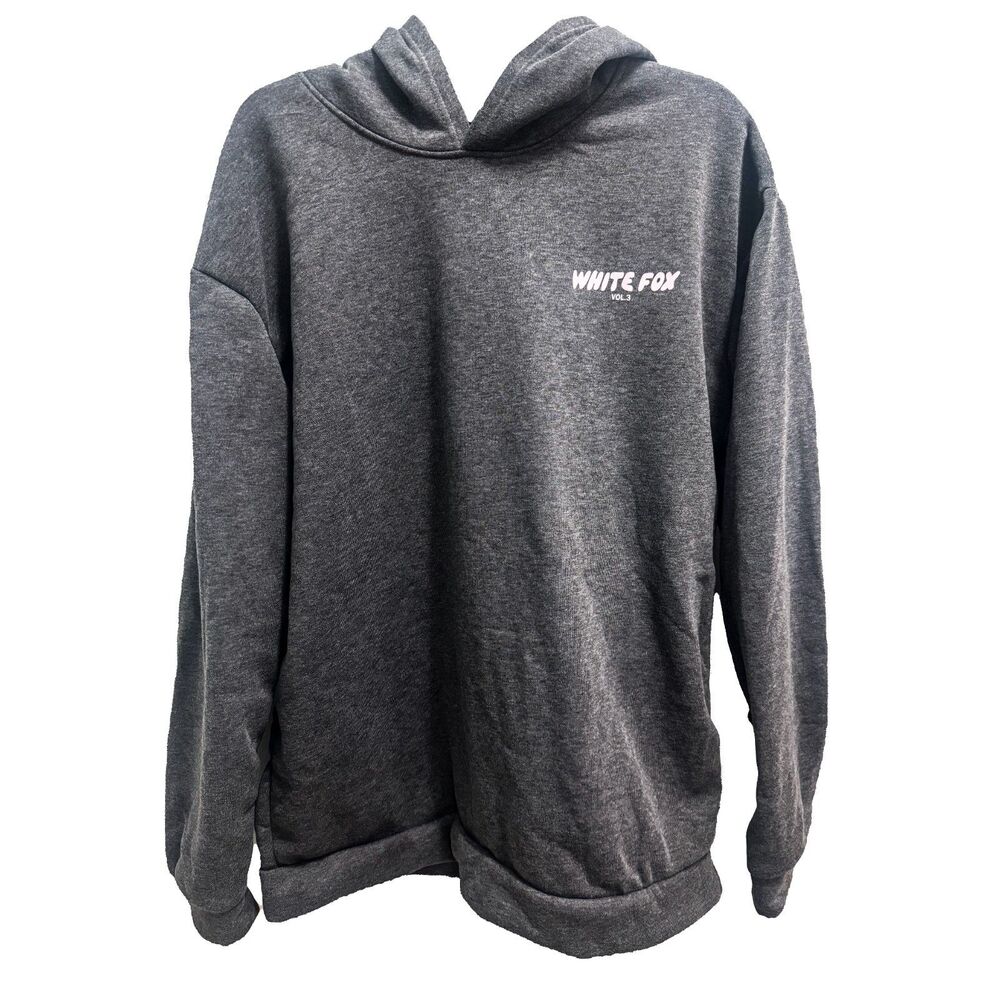 White Fox Vol.3 Graphic Print Pullover Hoodie Dark Grey Size Large